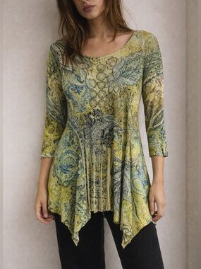 Y2K Fairy Grunge Asymmetric Handkerchief Hem Tunic Top‎ Small Rhinestones